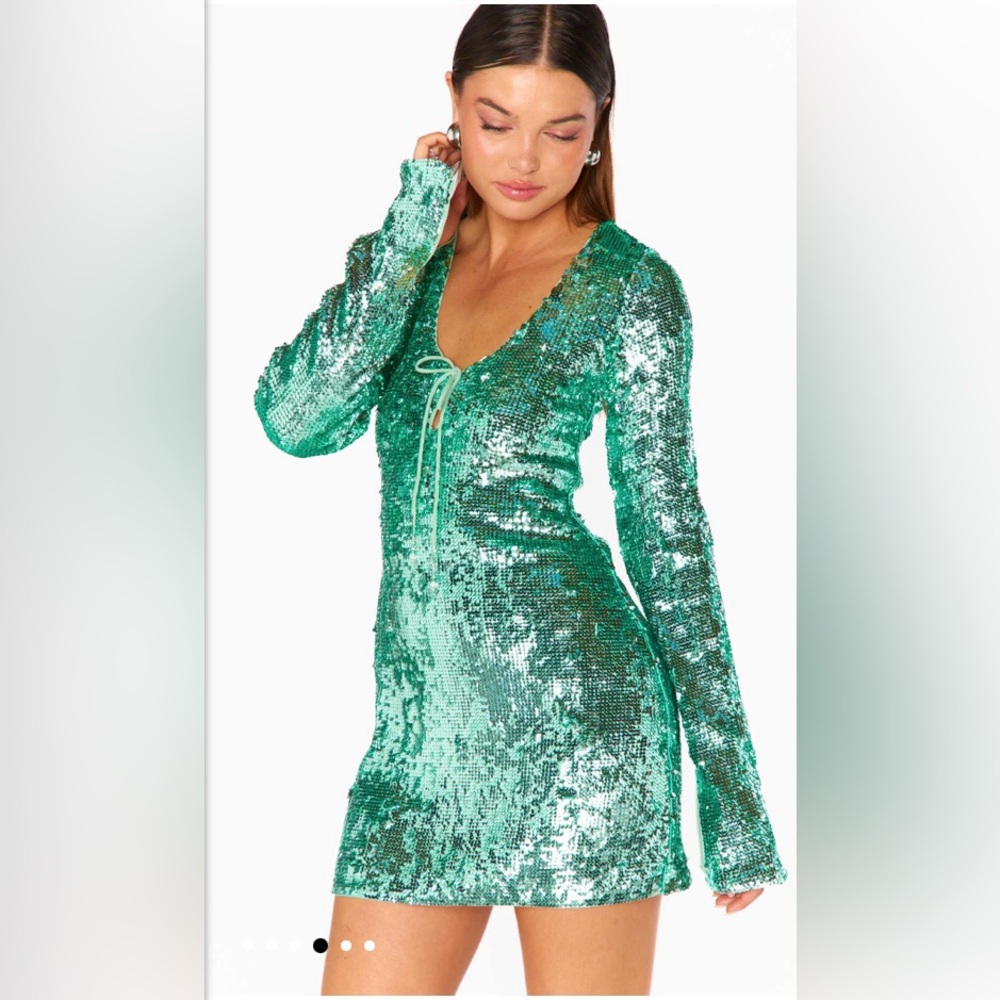 Mumu Matilda Aqua Sequin Mini Dress